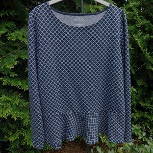 Talbots Diamond Pattern Soft Knit Peplum Top